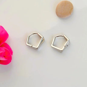 Mini Asymmetric Square Earrings in Gold and Silver