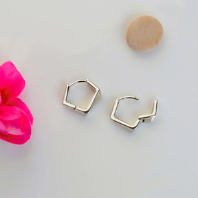 Mini Asymmetric Square Earrings in Gold and Silver