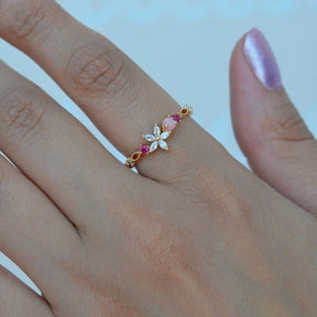 Mini Flower Ring Adjustable Vintage Ring Knuckle Joint  Gold Ring Silver Ring Cute Ring Women Ring Gemstone Ring