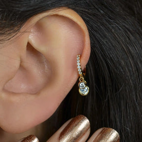 Solitaire Dangle Cartilage Piercing Earrings Helix Lobe Top Lobe