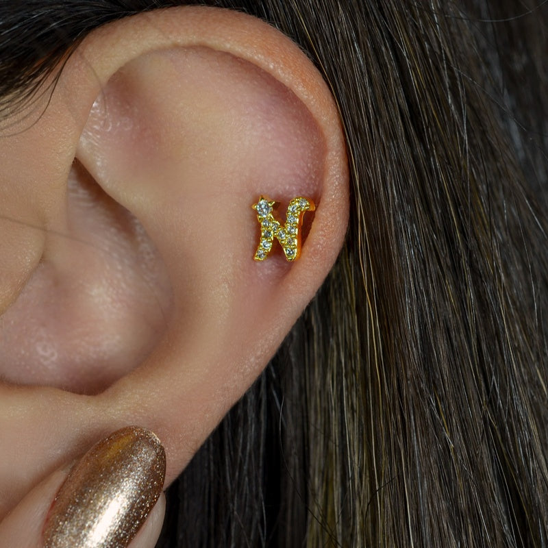 Letter Piercing for Helix, Tragus, Lobe, and Cartilage