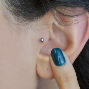 Flat Back Steel Piercing for Conch, Cartilage, and More Gold Hologram Black and Silver  Colour