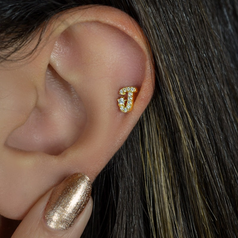 Letter Piercing for Helix, Tragus, Lobe, and Cartilage