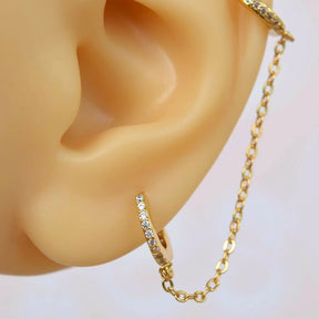 Chain Model Ring Piercing Double Linked Gold for Helix, Lobe, and Cartilage