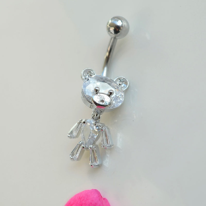 Teddy Bear Belly Button Ring, Navel Piercing, Belly Button Piercing, Curved Barbell, Belly Piercing, Belly Bar, Belly Ring