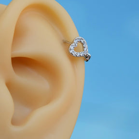 Heart Mini Tragus Piercing Gold and Silver  Colour