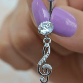 Musical Treble Clef Belly Button Ring, Belly Piercing, Navel Piercing, Belly Bar, Belly Ring, Curved Barbell, Belly Button Piercing, Dangle