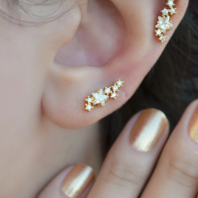 Star Piercing for Tragus, Helix, and Cartilage in Gold Colour