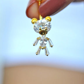 Teddy Bear Belly Button Ring, Navel Piercing, Belly Button Piercing, Curved Barbell, Belly Piercing, Belly Bar, Belly Ring