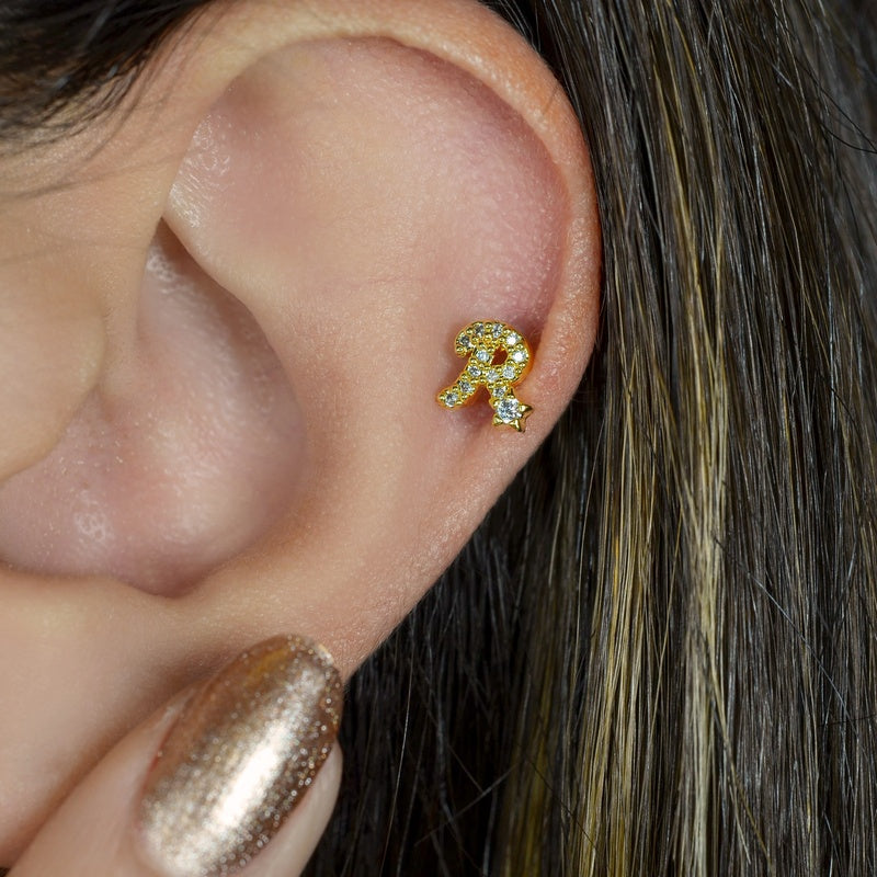 Letter Piercing for Helix, Tragus, Lobe, and Cartilage