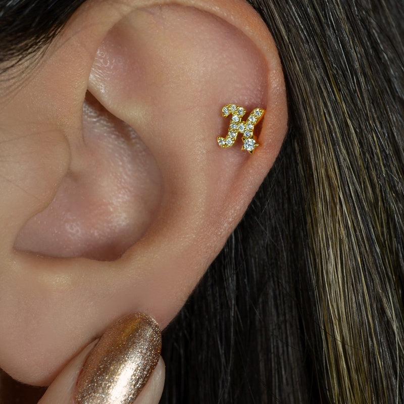 Letter Piercing for Helix, Tragus, Lobe, and Cartilage