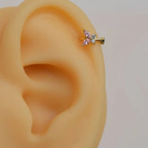 Pink Butterfly Gold Pink Winged Butterfly Piercing for Tragus, Helix, and Forward Helix