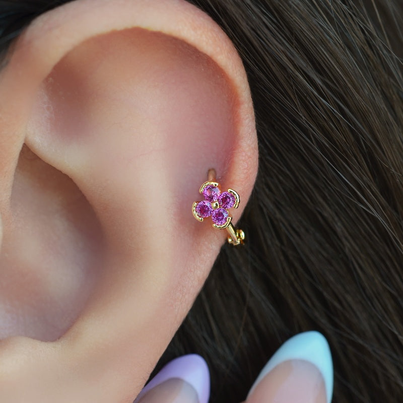 Mini Floral Tragus Piercing for Helix, Cartilage, and Lobe