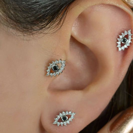 Zircon Eye Evil Earring, Eye Earrings, Stud Earring,   Piercing Tragus Helix Cartilage Conch