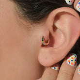 Multicoloured Ring Tragus Piercing Helix Cartilage Earring Gold Colour