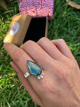 Handmade 925 Sterling Silver Drop Shaped Labradorite Ring, Custom Design Handmade  Ring, Adjustable Silver Ring