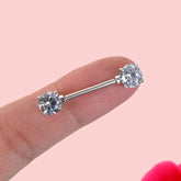 Nipple Piercing with Zircon Stones - Silver Colour 16 mm