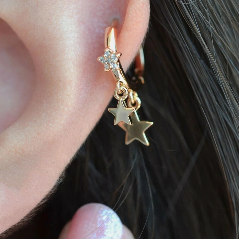 Star Dangling Helix Piercing Cartilage Lobe Earring