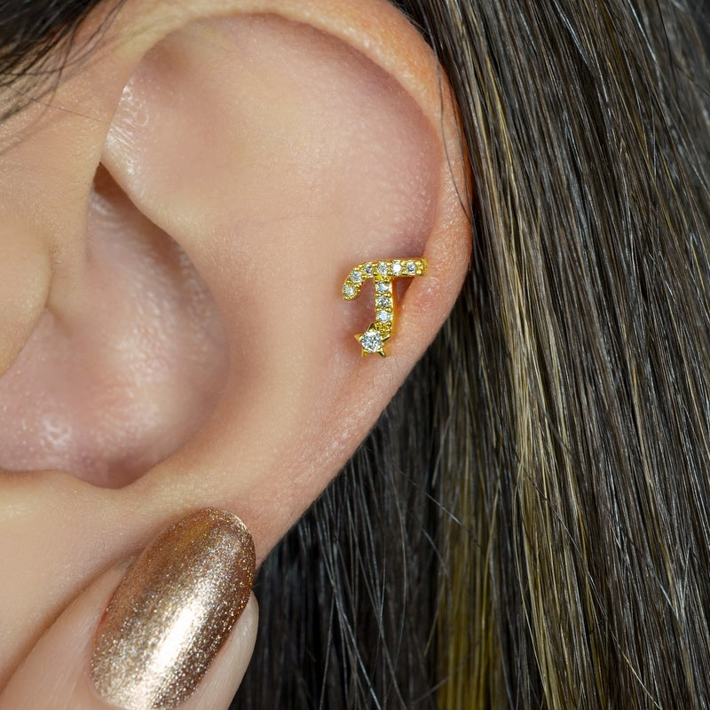 Letter Piercing for Helix, Tragus, Lobe, and Cartilage