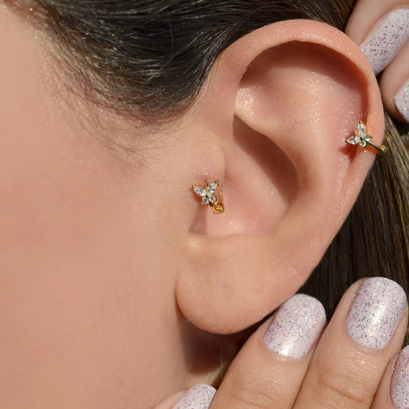 Mini Butterfly Tragus Piercing for Helix and Cartilage - Silver Colour