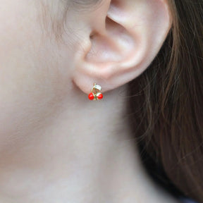 Red Cherry Children's Earrings Ring Model