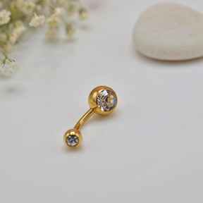 Zircon Stone Navel Piercing, Belly Button Ring, Belly Button Piercing, Curved Barbell, Belly Piercing, Belly Bar, Belly Ring