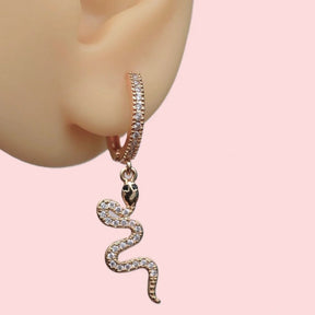 Snake Figured Earrings Single Snake Charm Earrings - Silver Colour