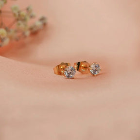 Single Stone Earrings Solitaire Zircon Stone in Gold and Silver 2mm To 7mm