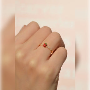 Strawberry Ring - Adjustable Vintage Ring Knuckle Joint  Gold Ring Silver Ring Cute Ring Women Ring