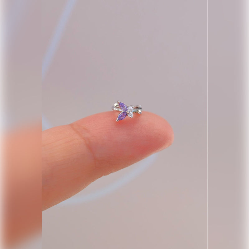 Butterfly Ring Piercing Tragus Helix Cartilage Earring Purple