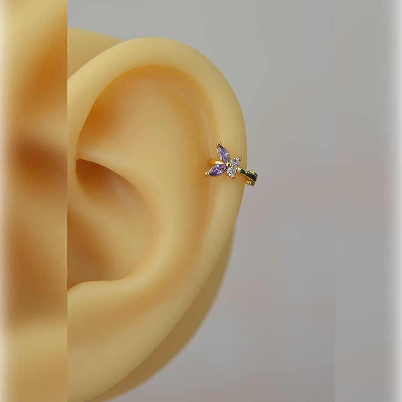 Butterfly Ring Piercing Tragus Helix Cartilage Earring Purple