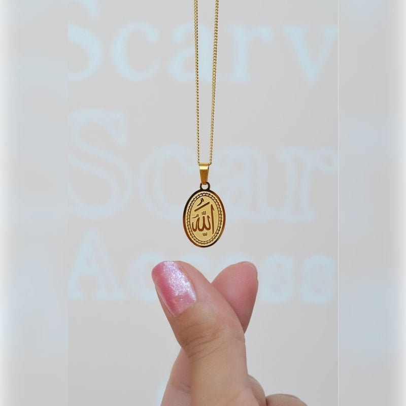 Allah Written Necklace Women's Gold Colour