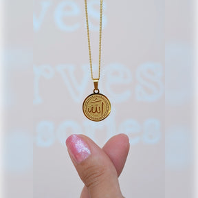 Allah Written Necklace Women's Gold Colour Circle