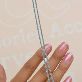 Silver Coloured Glitter Steel Chain Necklace - 45 cm