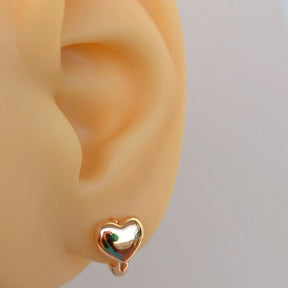 Curved Heart Model Ring Earrings in Gold and Silver