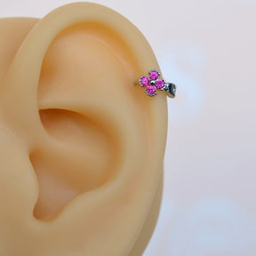 Mini Floral Tragus Piercing for Helix, Cartilage, and Lobe