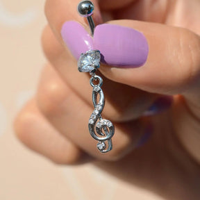 Musical Treble Clef Belly Button Ring, Belly Piercing, Navel Piercing, Belly Bar, Belly Ring, Curved Barbell, Belly Button Piercing, Dangle