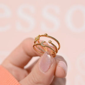 Moon and Star Ring Adjustable Vintage Ring Knuckle Joint  Gold Ring Silver Ring Cute Ring Women Ring Gemstone Ring