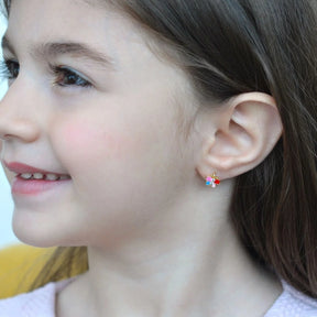 Colourful Butterfly Children's Earrings in Gold and Silver