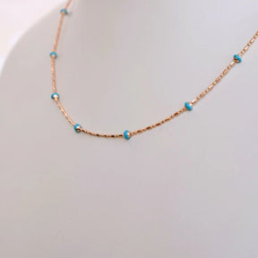 Necklace with Blue Lumps in Gold and Silver - 45 cm