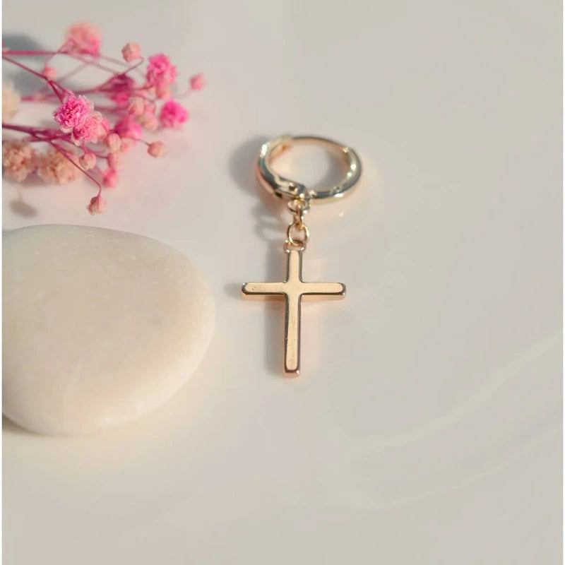 Cross Dangle Earrings in Gold and Silver - Single Piece