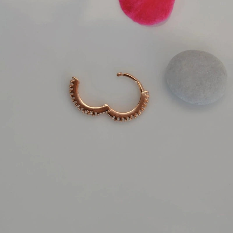 Stony Steel Ring Model Helix Piercing for Tragus, Cartilage, and Lobe in Rose Gold Colour