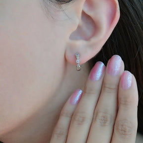 Multicolour Small Hoop Earrings with Soft Coloured Zircon Stones - Silver