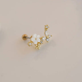 Magnolia Flower Piercing Helix Cartilage  Gold  Rose and Silver  Colour