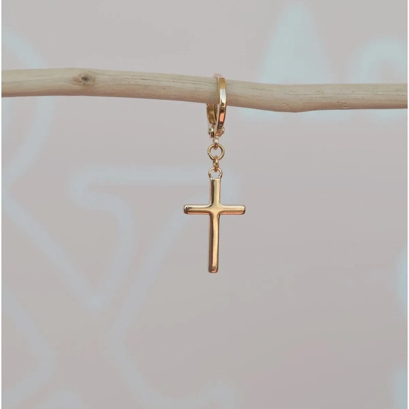 Cross Dangle Earrings in Gold and Silver - Single Piece