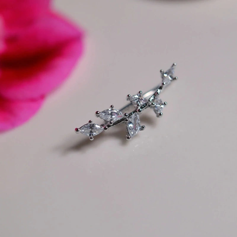 Spring Branch Zircon Cartilage Earrings Ear Cuff Silver Colour