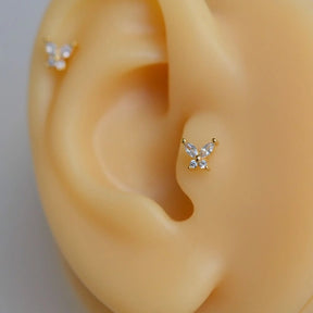 Zircon Butterfly Helix Piercing for Cartilage and Lobe - Silver Colour