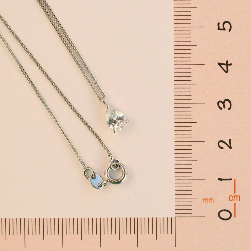 Drop Zircon Solitaire Necklace Silver Colour