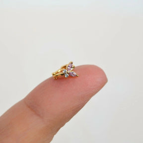 Pink Butterfly Gold Pink Winged Butterfly Piercing for Tragus, Helix, and Forward Helix