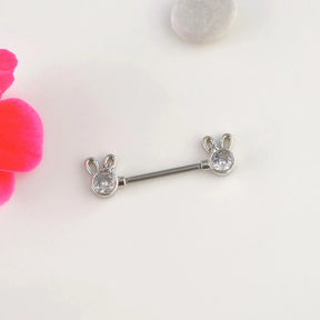 Mini Starry Rabbit Ear Nipple Piercing - Silver Colour Rabbit Piercing Animal Figure